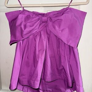 Express Purple Bow-Front Spaghetti Strap Top